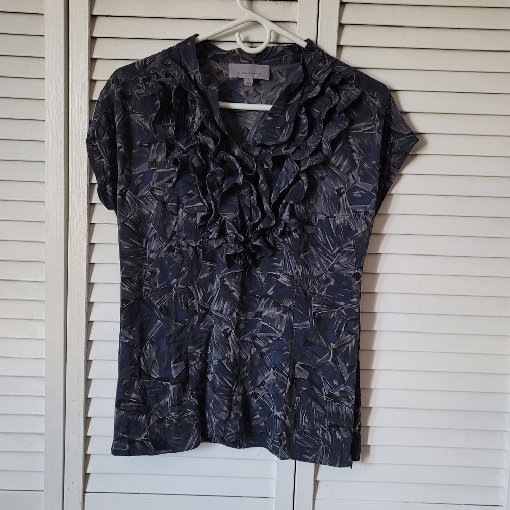 CLASSIQUES ENTIER Silk Blend Ruffle Blouse, Size S